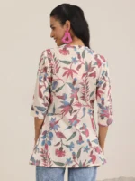 Multi Printed Cotton Straight Short Kurti - Image 3