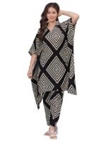 Rayon Women's Printed Kaftan Kurta Pant Set