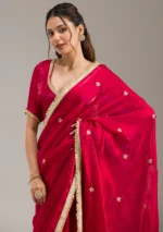 Maroon Threadwork Georgette Saree - Image 2