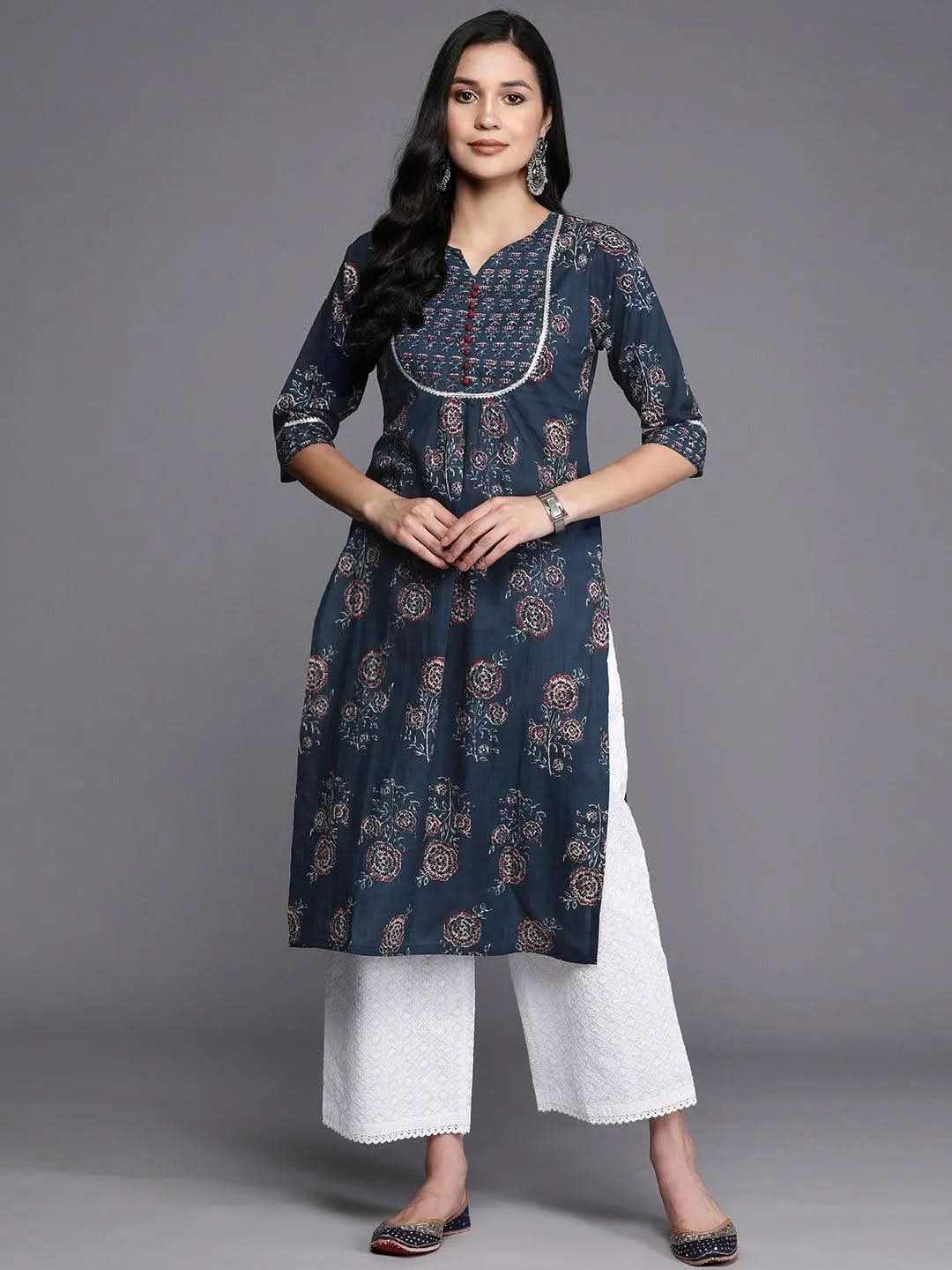 blue-printed-cotton-straight-kurta-libas-1-27531324719254.jpg Blue Printed Cotton Straight Kurta - Image 1
